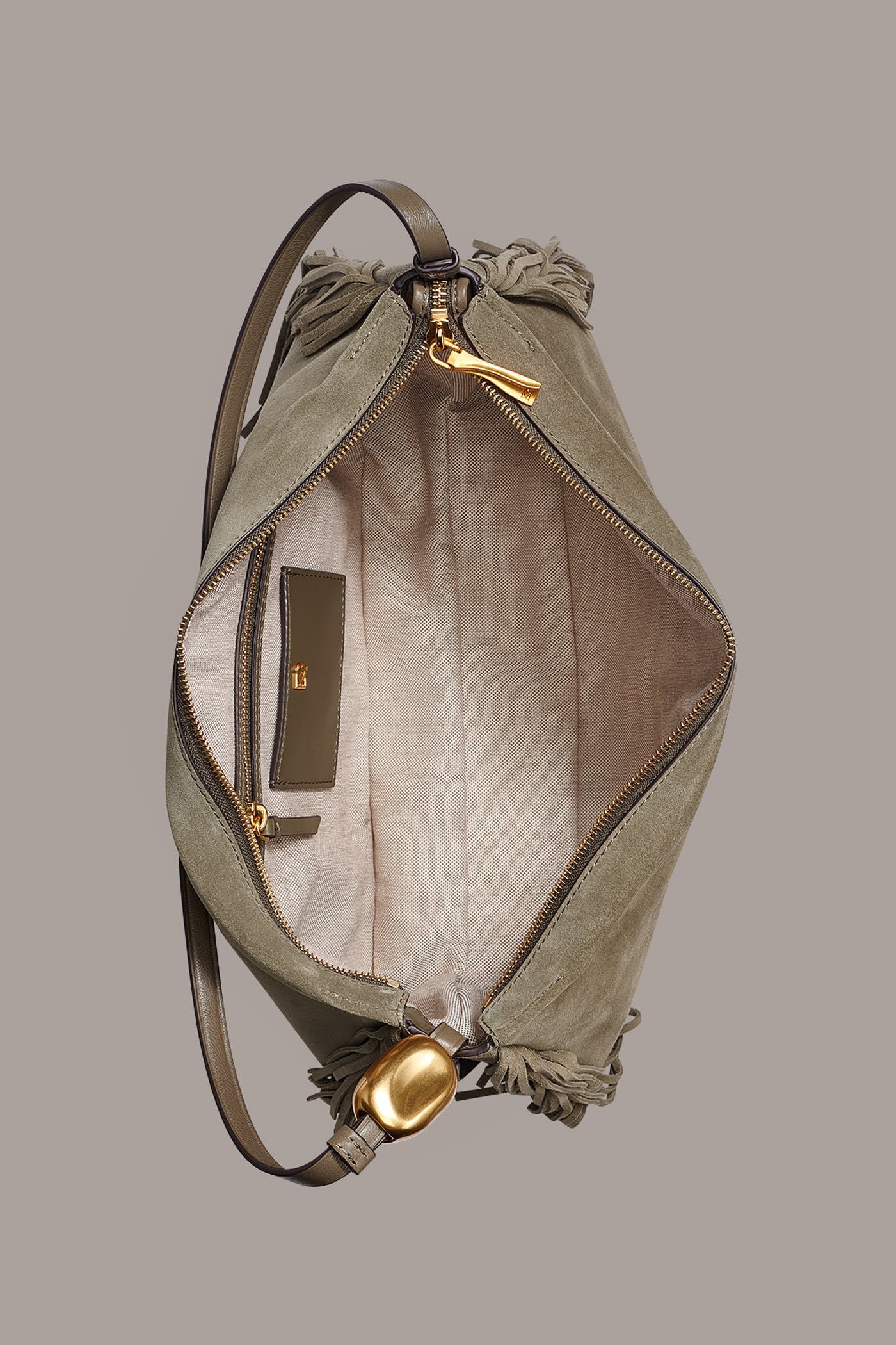 VELVET LARGE FRINGE SHOULDER BAG