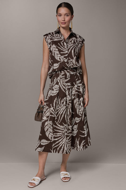 PRINT MIDI A-LINE SKIRT