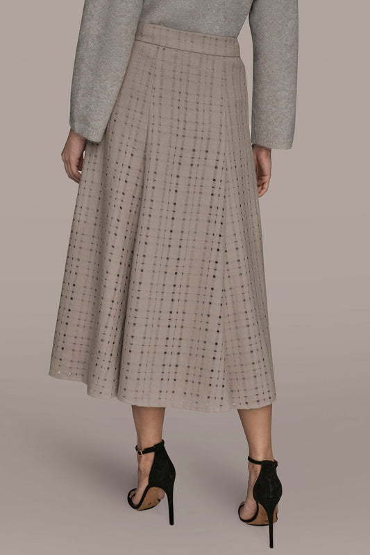 PERFORATED SWEATER MIDI A-LINE SKIRT