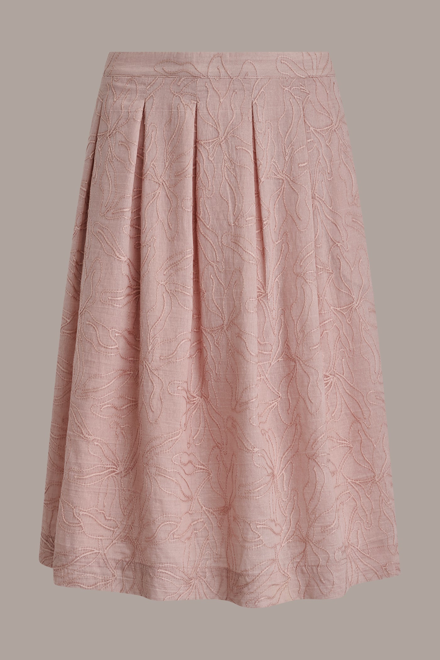 FLORAL EMBROIDERED PLEATED A-LINE SKIRT