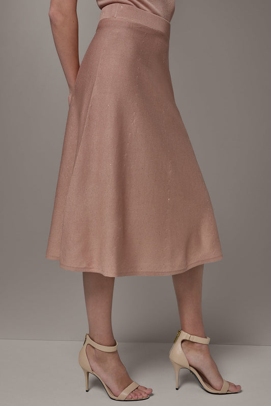 SEQUIN MIDI A-LINE SWEATER SKIRT