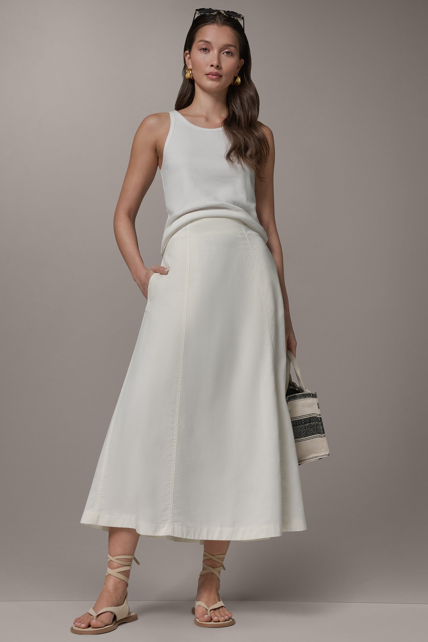 MIDI A-LINE PANEL SKIRT