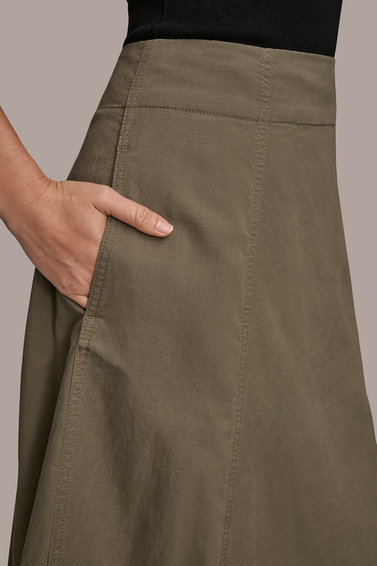BRUSHED MIDI PANEL TRUMPET SKIRT