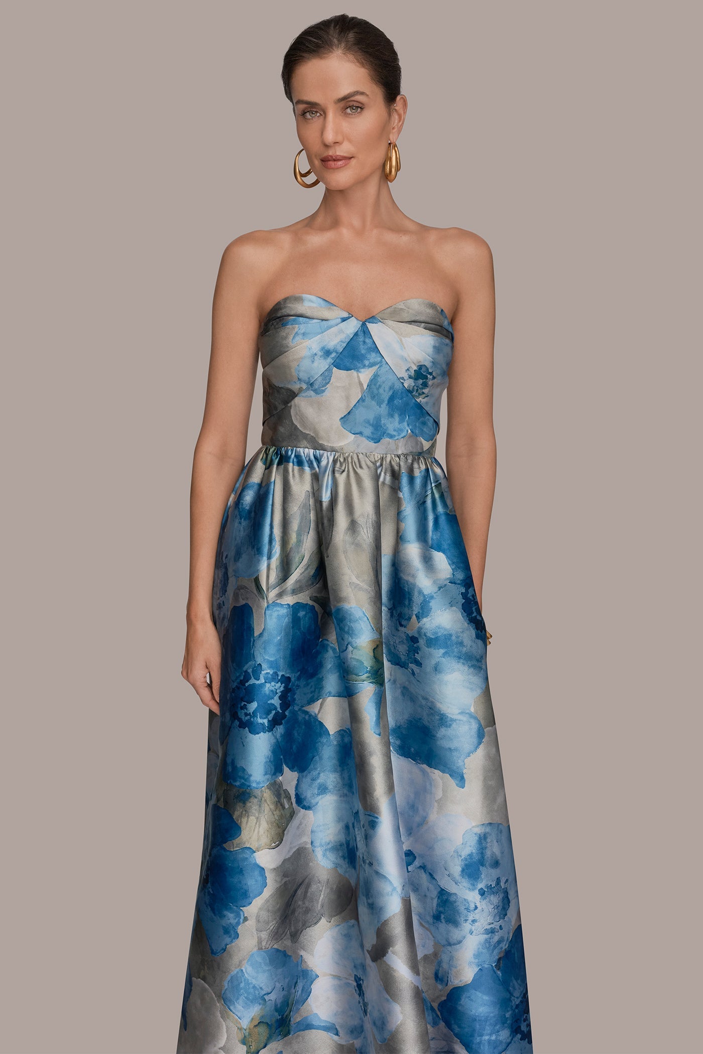 MIKADO FLORAL STRAPLESS SWEETHEART BALL GOWN