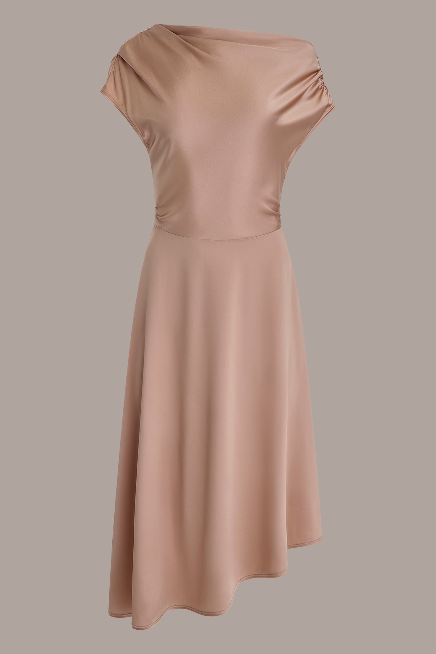 SILK-CHARMEUSE MIDI A-LINE DRESS