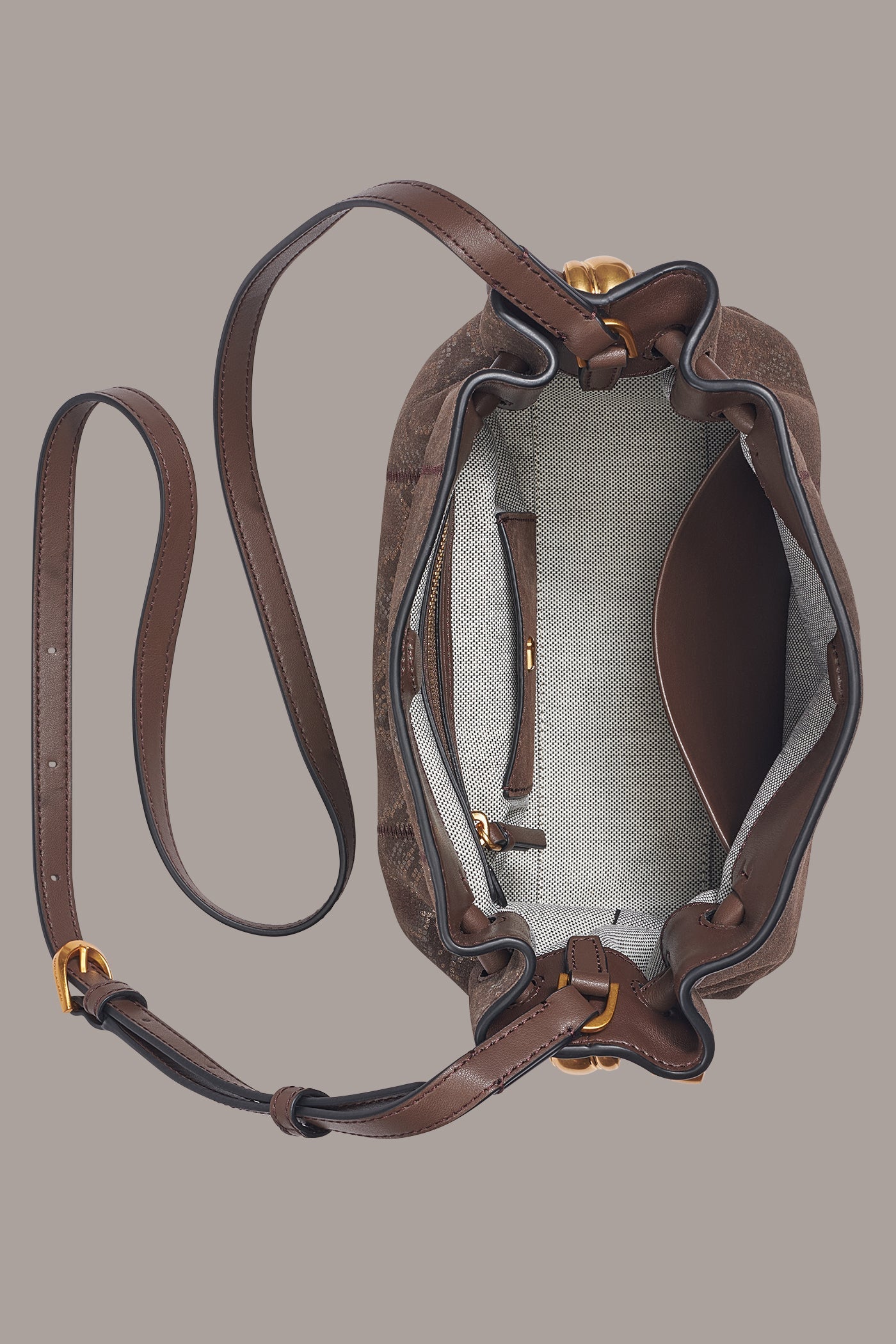 CASHMERE SNAKE-EFFECT CROSSBODY BAG