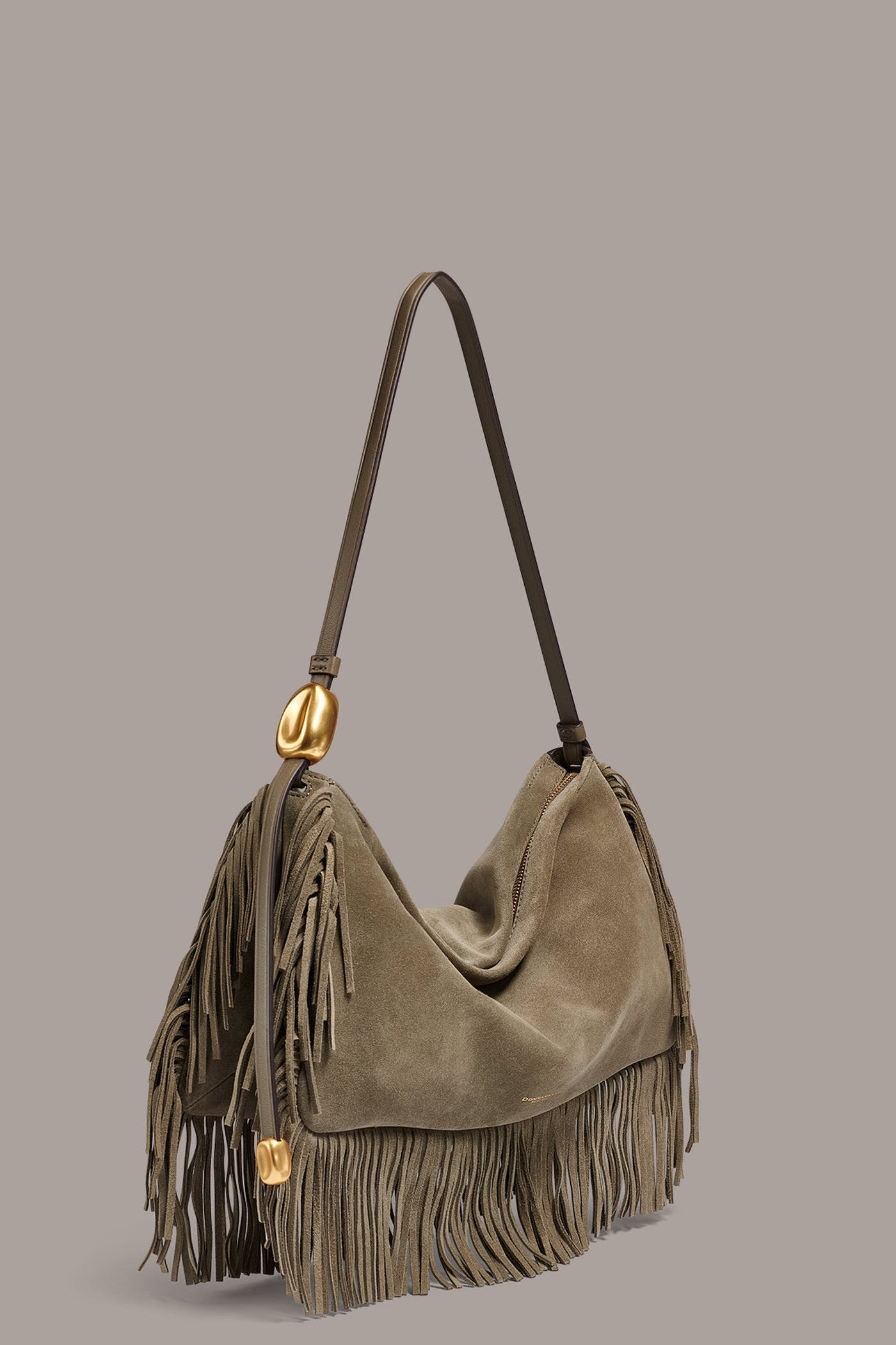 VELVET LARGE FRINGE SHOULDER BAG