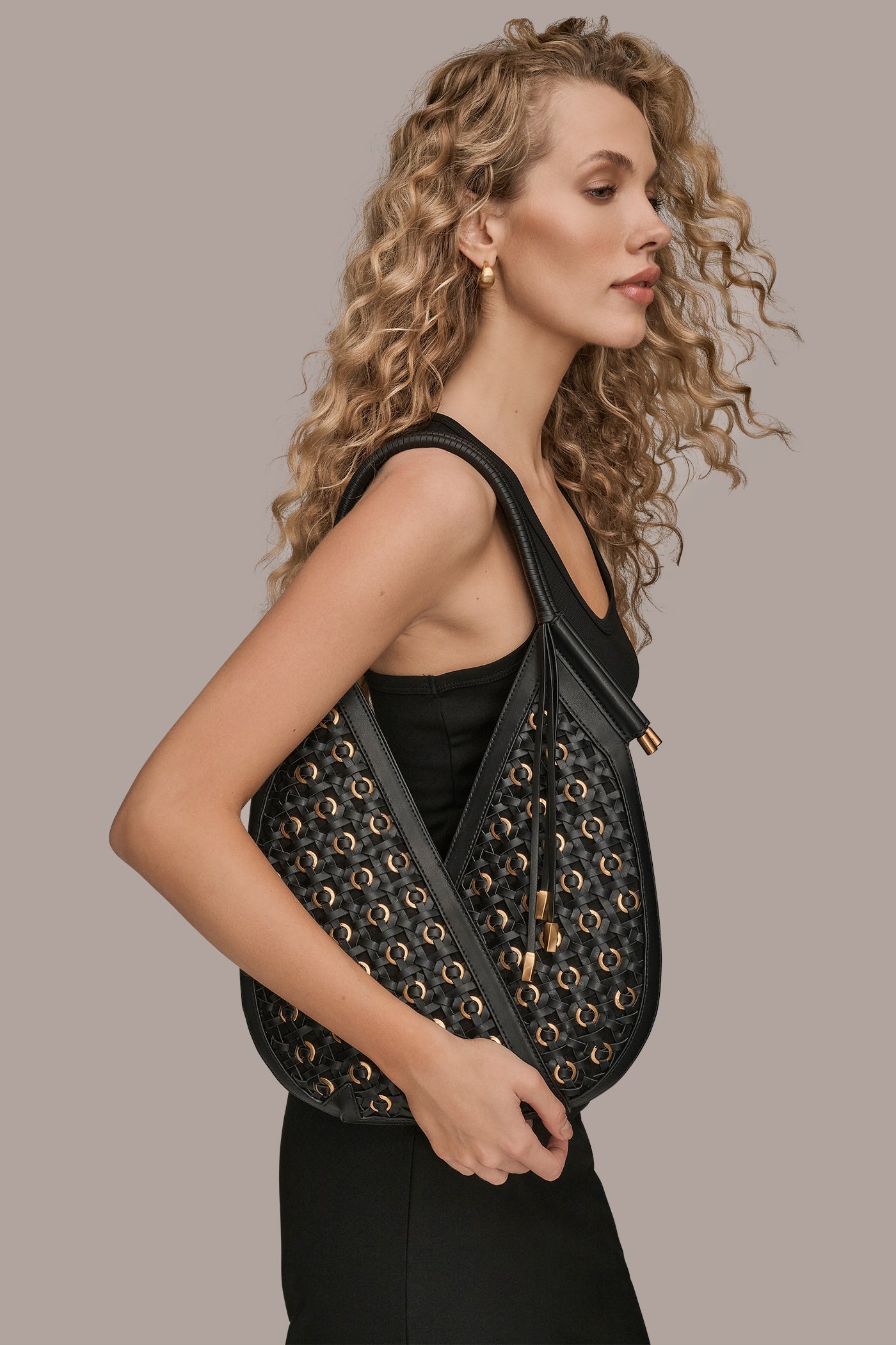 BALDWIN MINI WOVEN GROMMET SHOULDER BAG