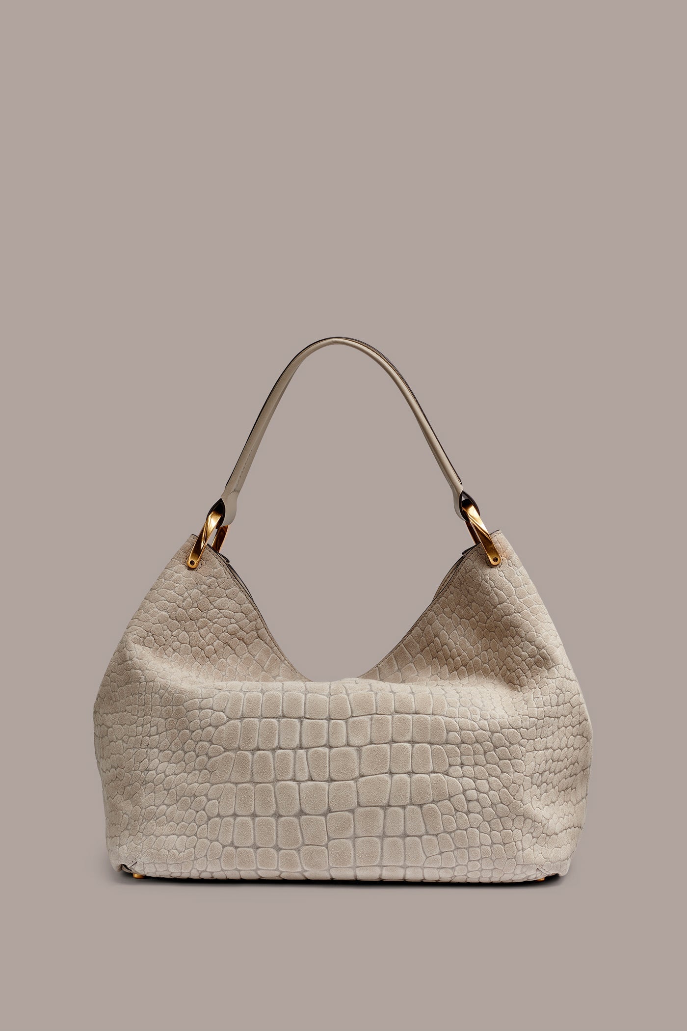 GLENWOOD CROC-EFFECT SUEDE SHOULDER BAG