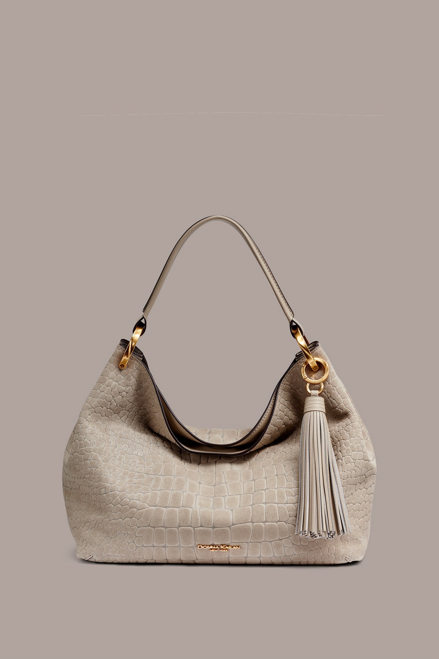 GLENWOOD CROC-EFFECT SUEDE SHOULDER BAG