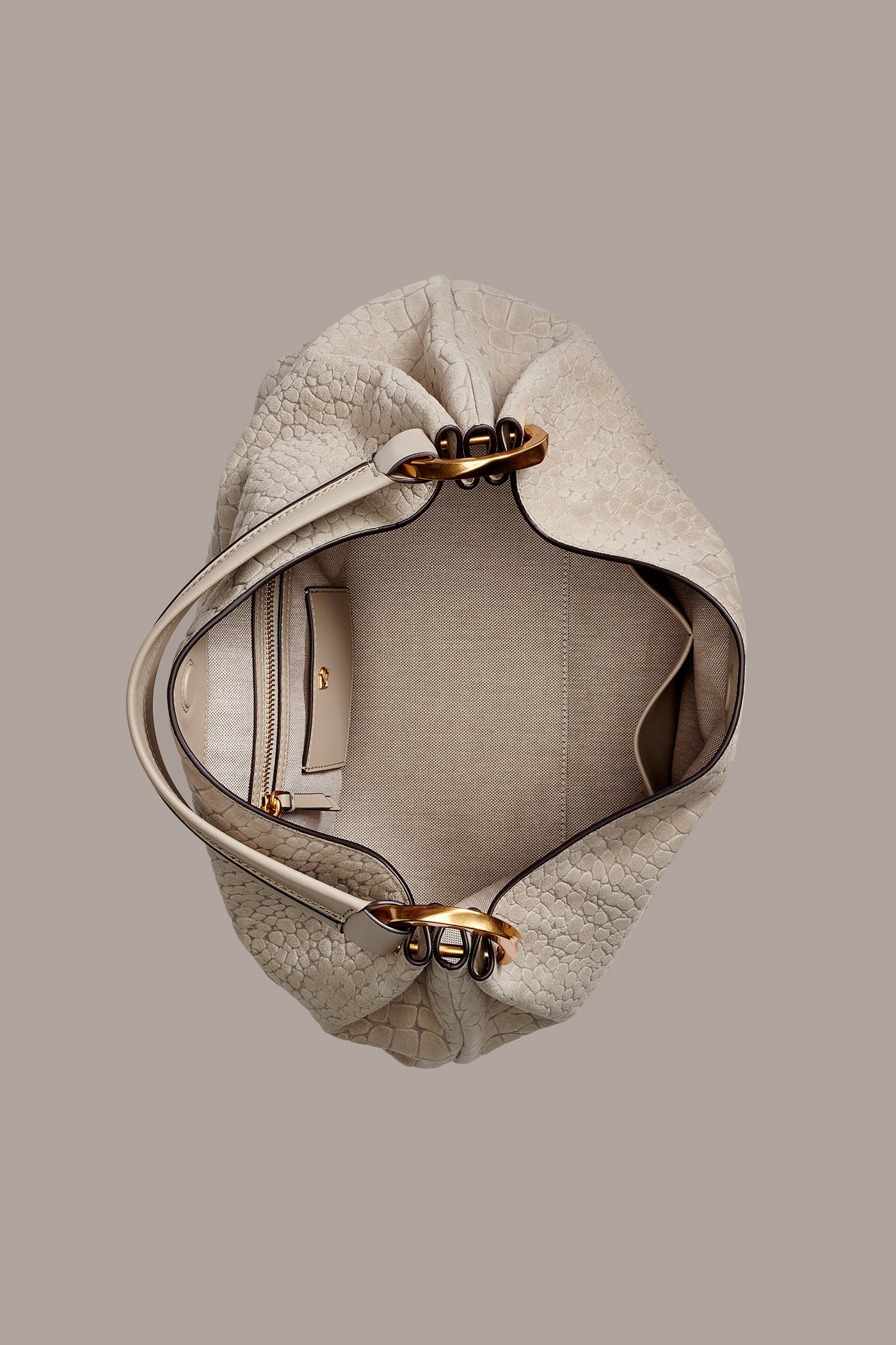 GLENWOOD CROC-EFFECT SUEDE SHOULDER BAG