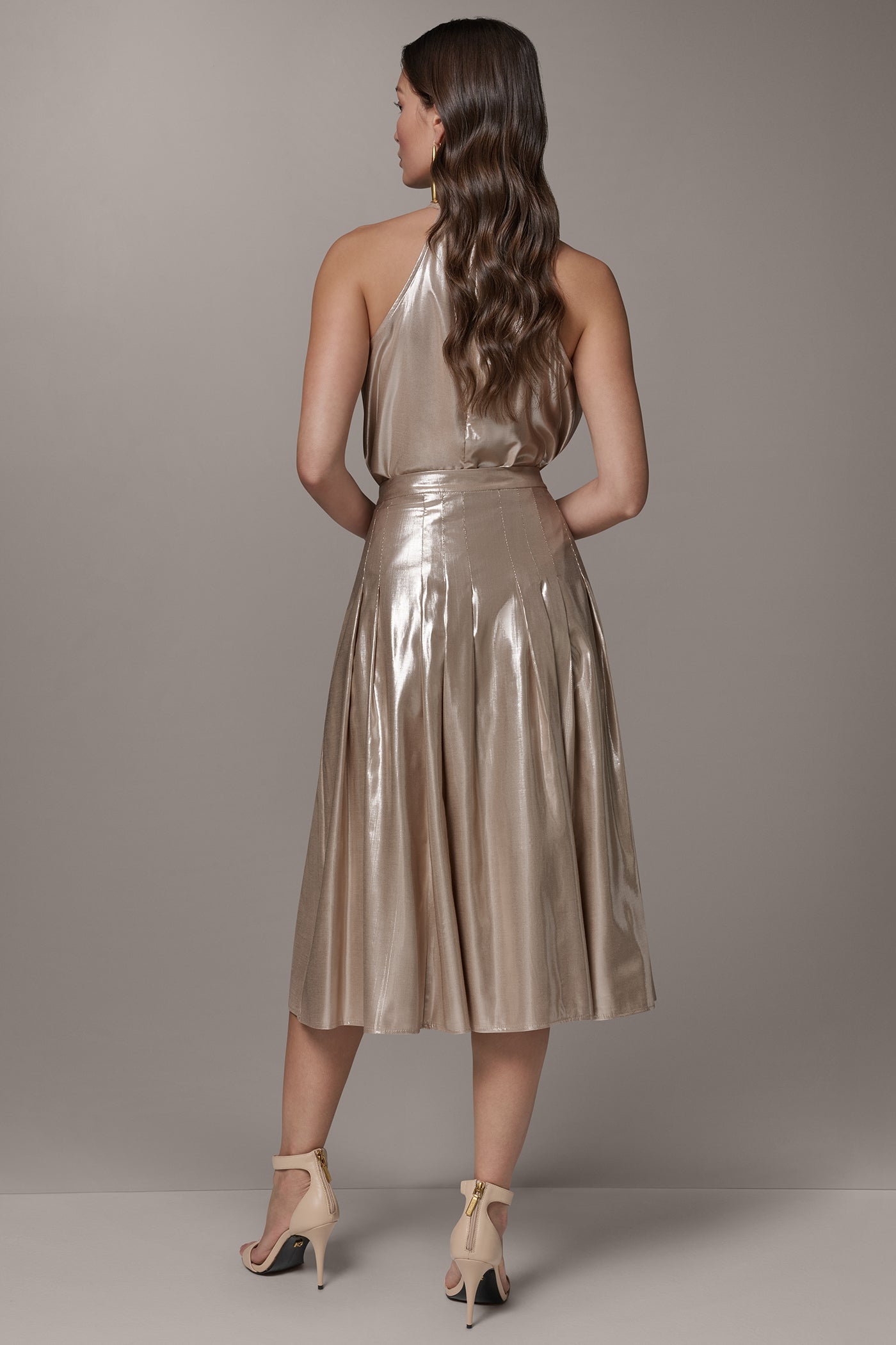METALLIC MIDI A-LINE SKIRT