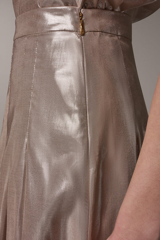 METALLIC MIDI A-LINE SKIRT