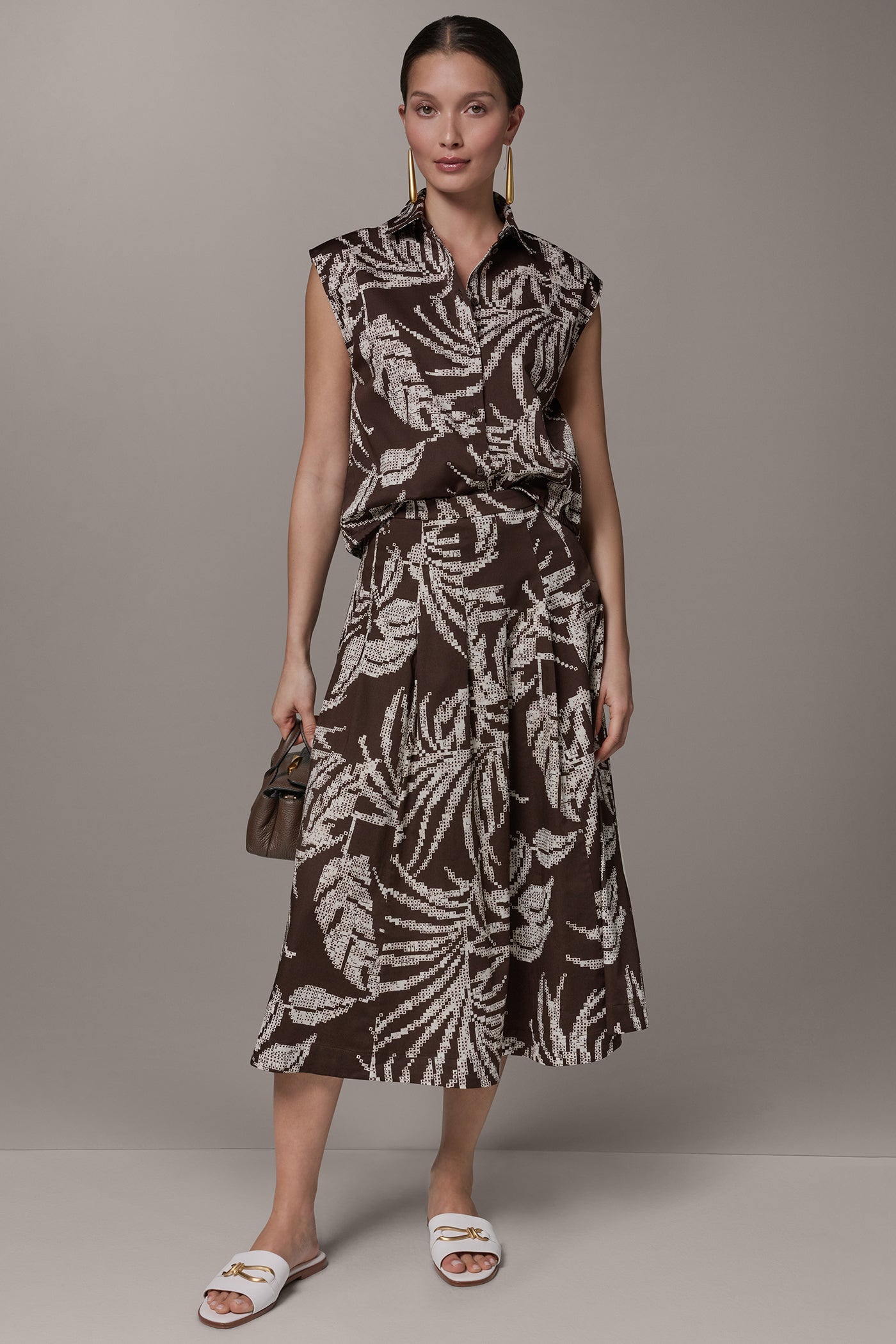 PRINT MIDI A-LINE SKIRT