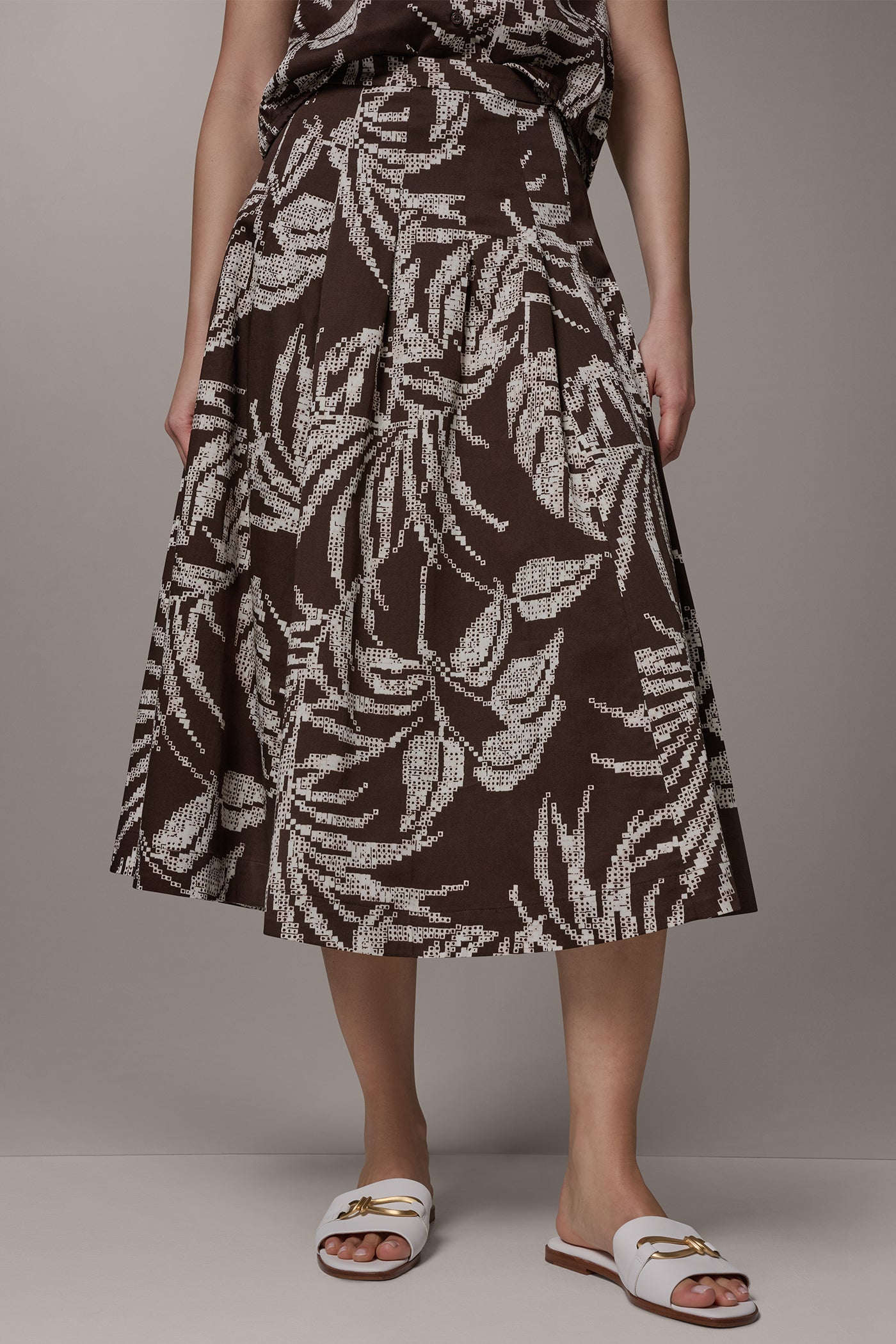 PRINT MIDI A-LINE SKIRT