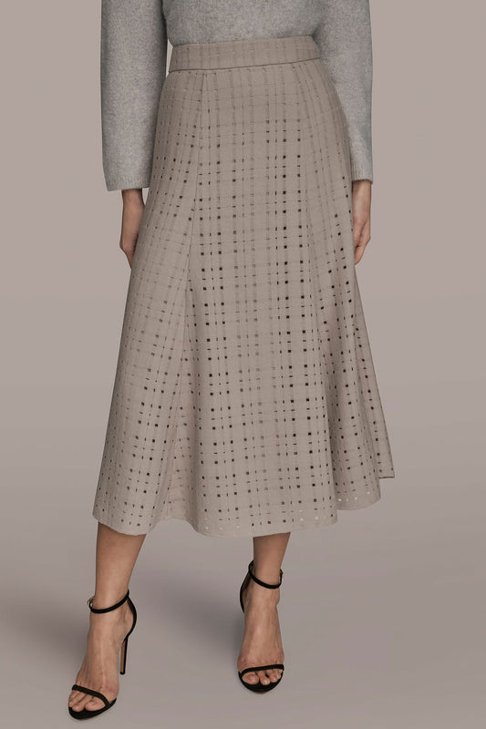 PERFORATED SWEATER MIDI A-LINE SKIRT