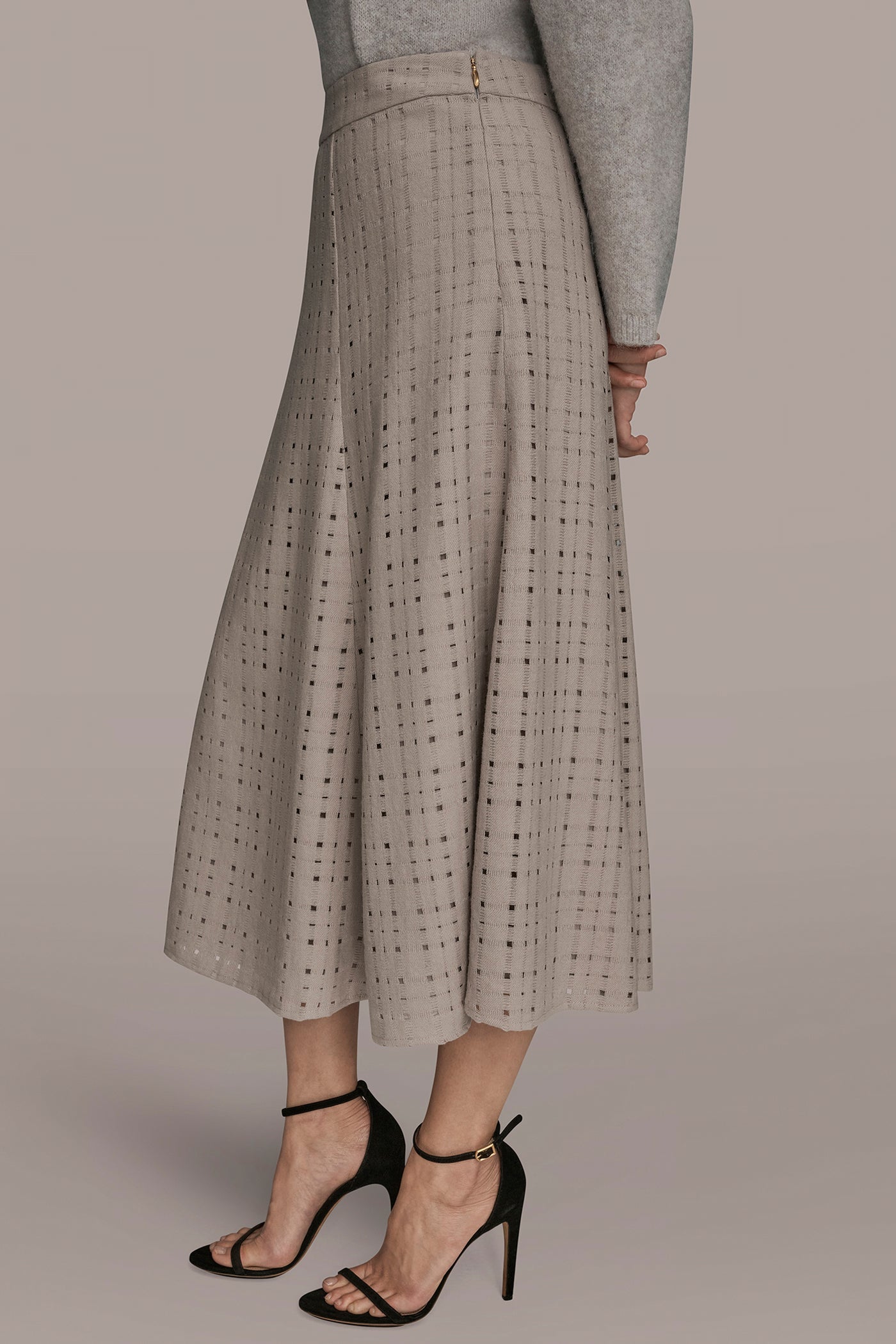 PERFORATED SWEATER MIDI A-LINE SKIRT