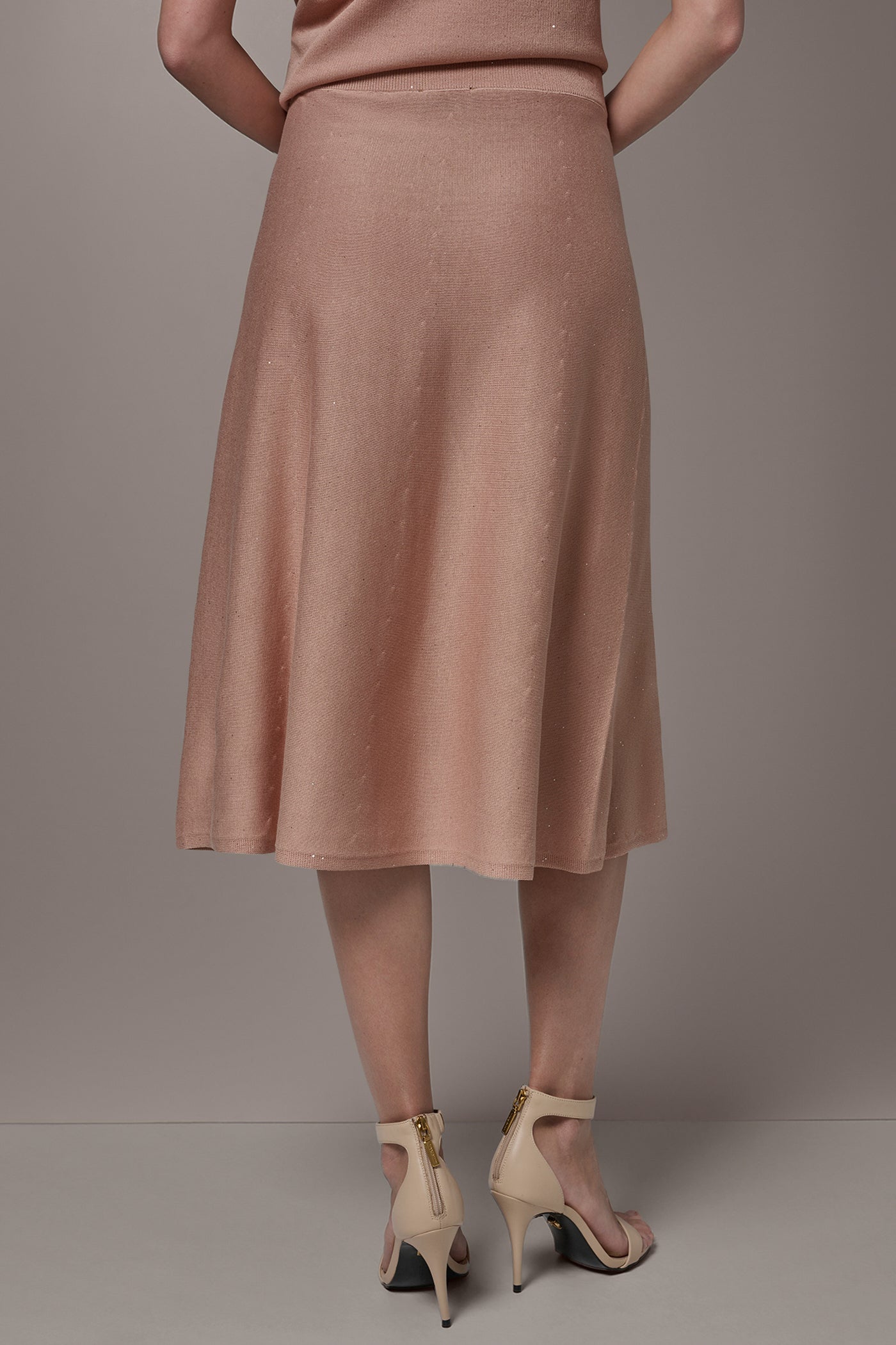 SEQUIN MIDI A-LINE SWEATER SKIRT