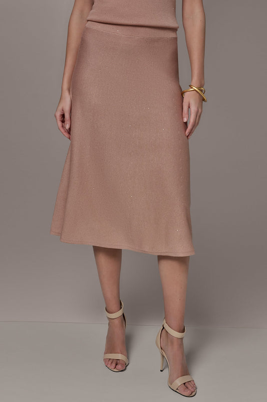 SEQUIN MIDI A-LINE SWEATER SKIRT