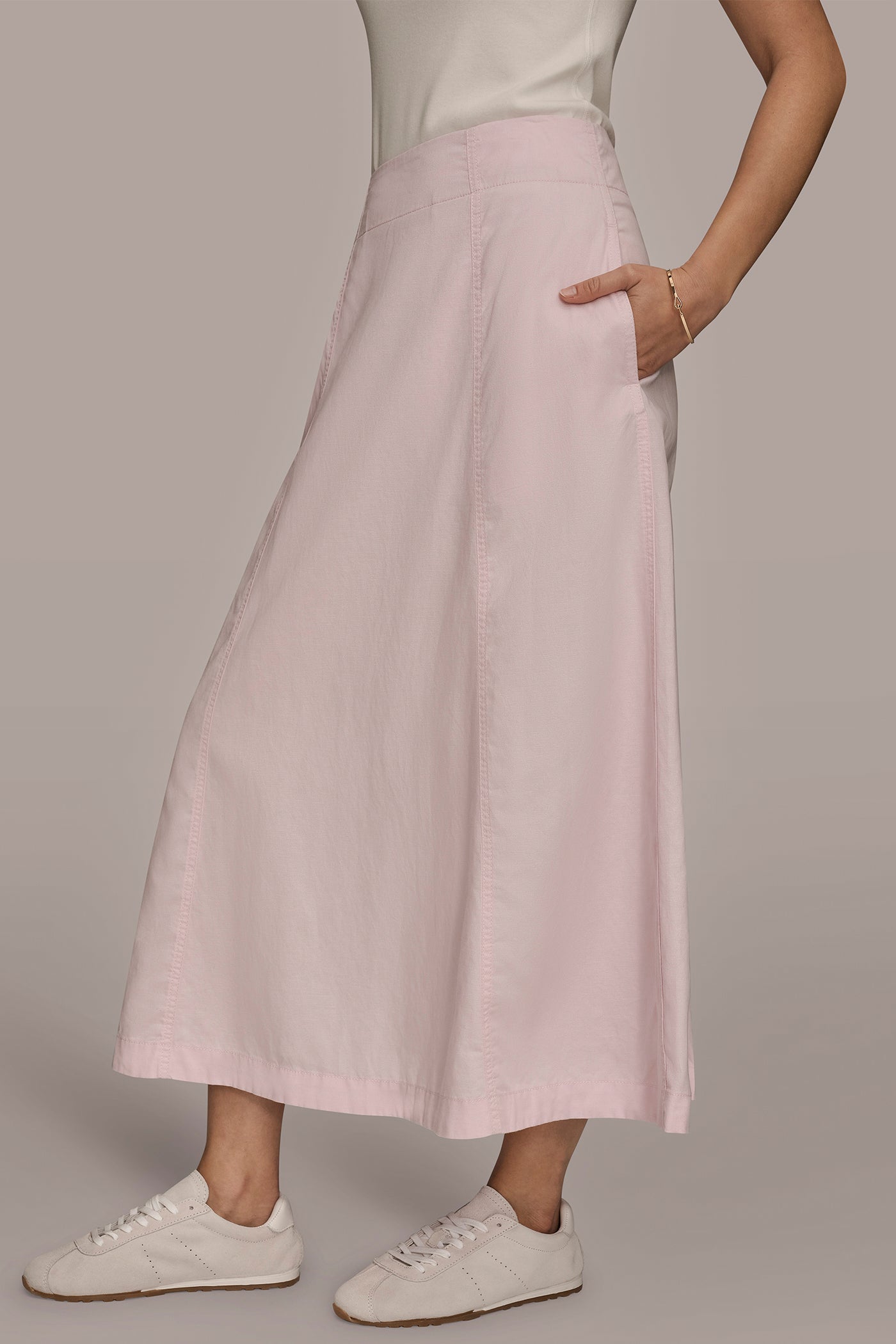 BRUSHED MIDI PANEL TRUMPET SKIRT