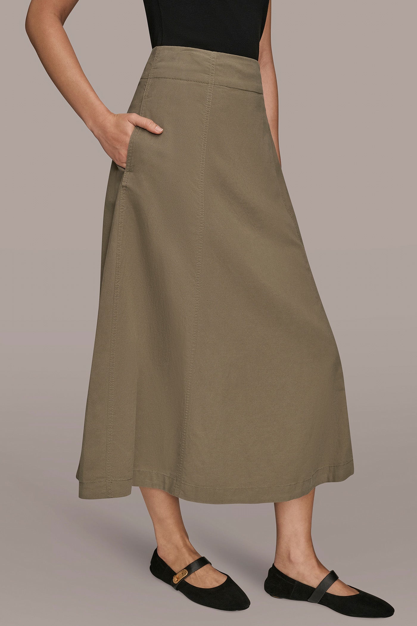 BRUSHED MIDI PANEL TRUMPET SKIRT
