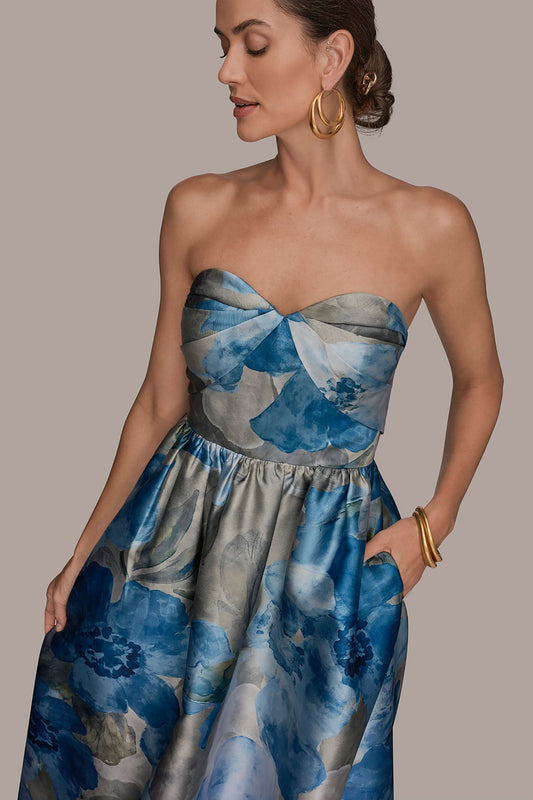 MIKADO FLORAL STRAPLESS SWEETHEART BALL GOWN