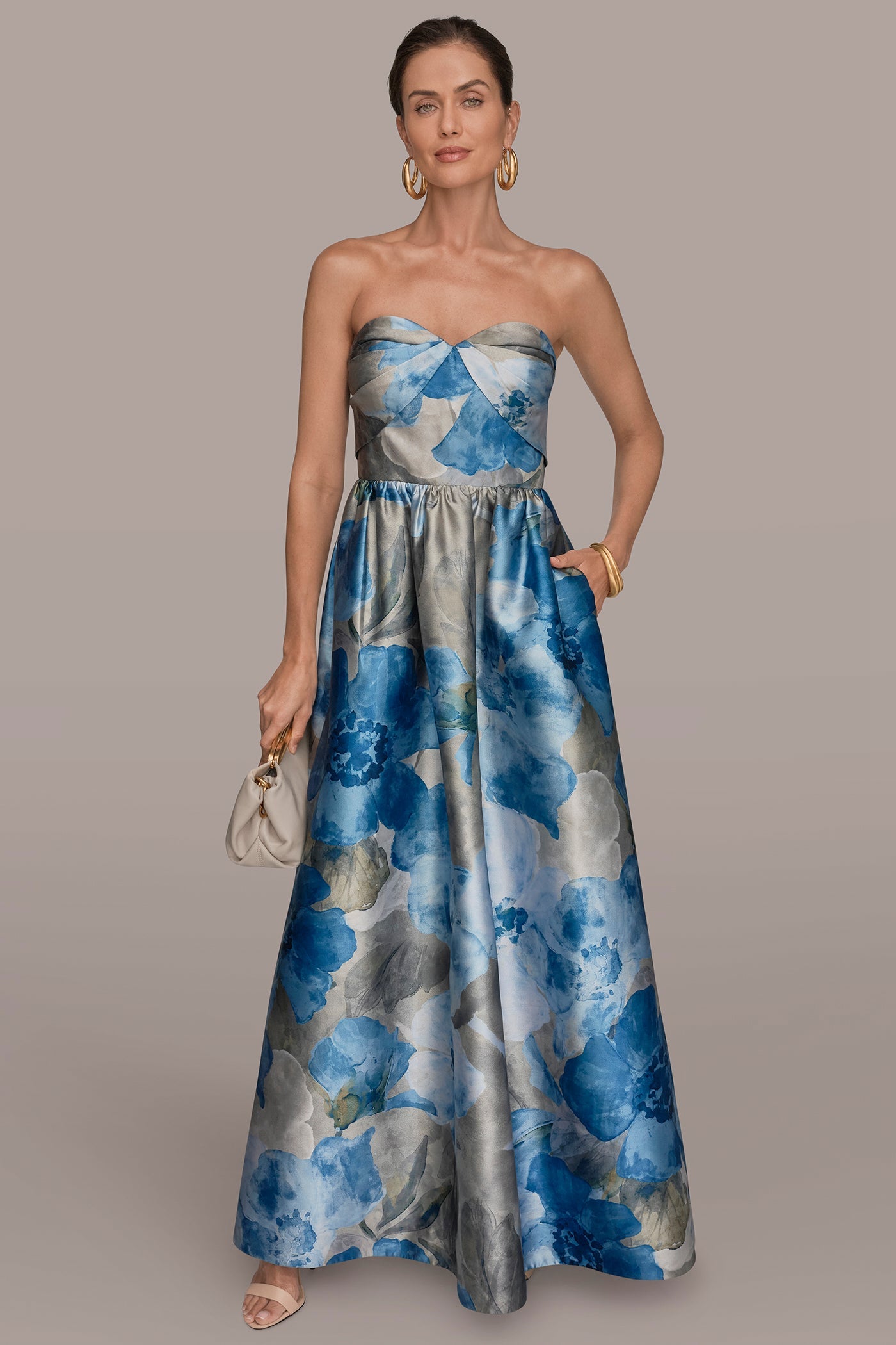 MIKADO FLORAL STRAPLESS SWEETHEART BALL GOWN