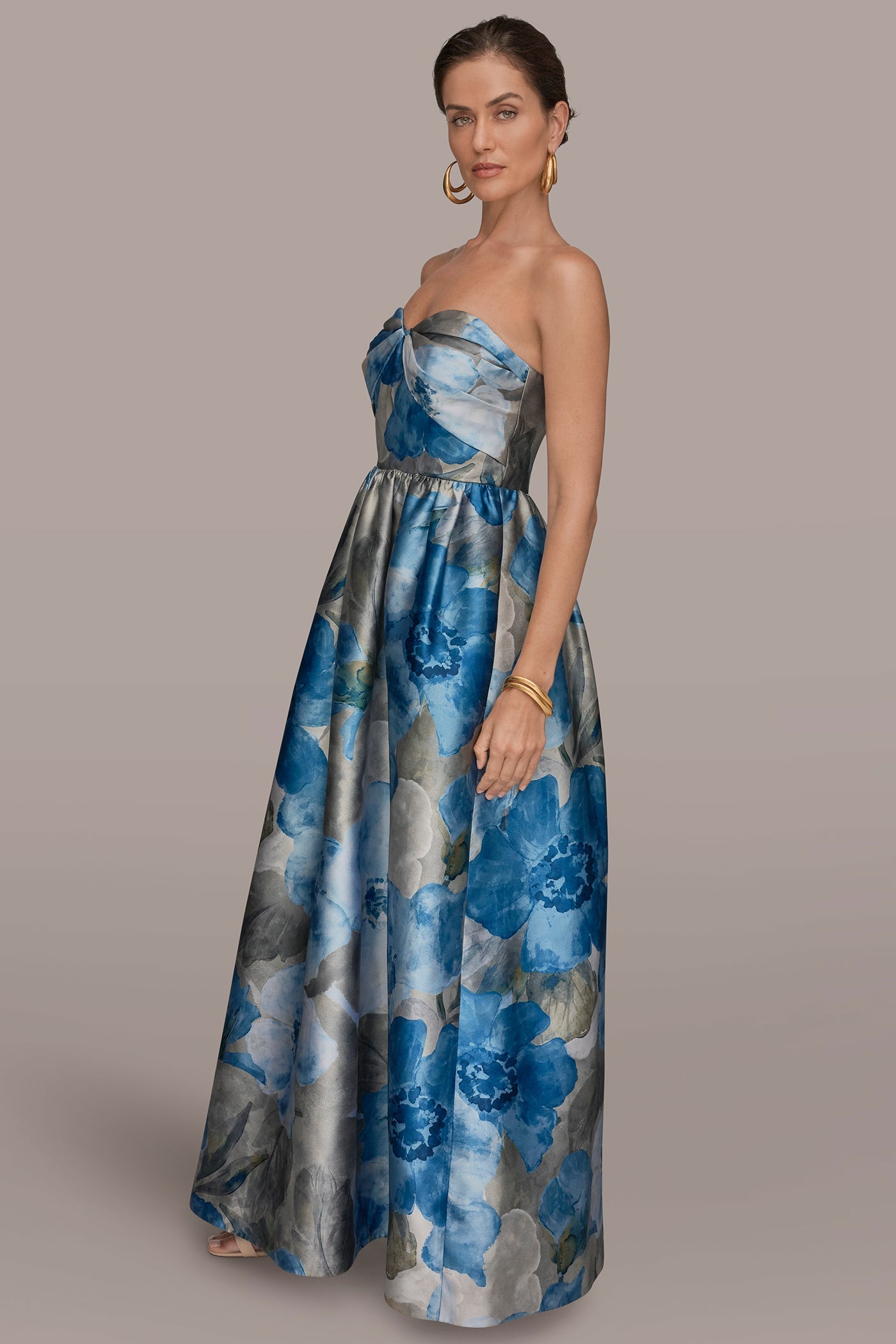 MIKADO FLORAL STRAPLESS SWEETHEART BALL GOWN