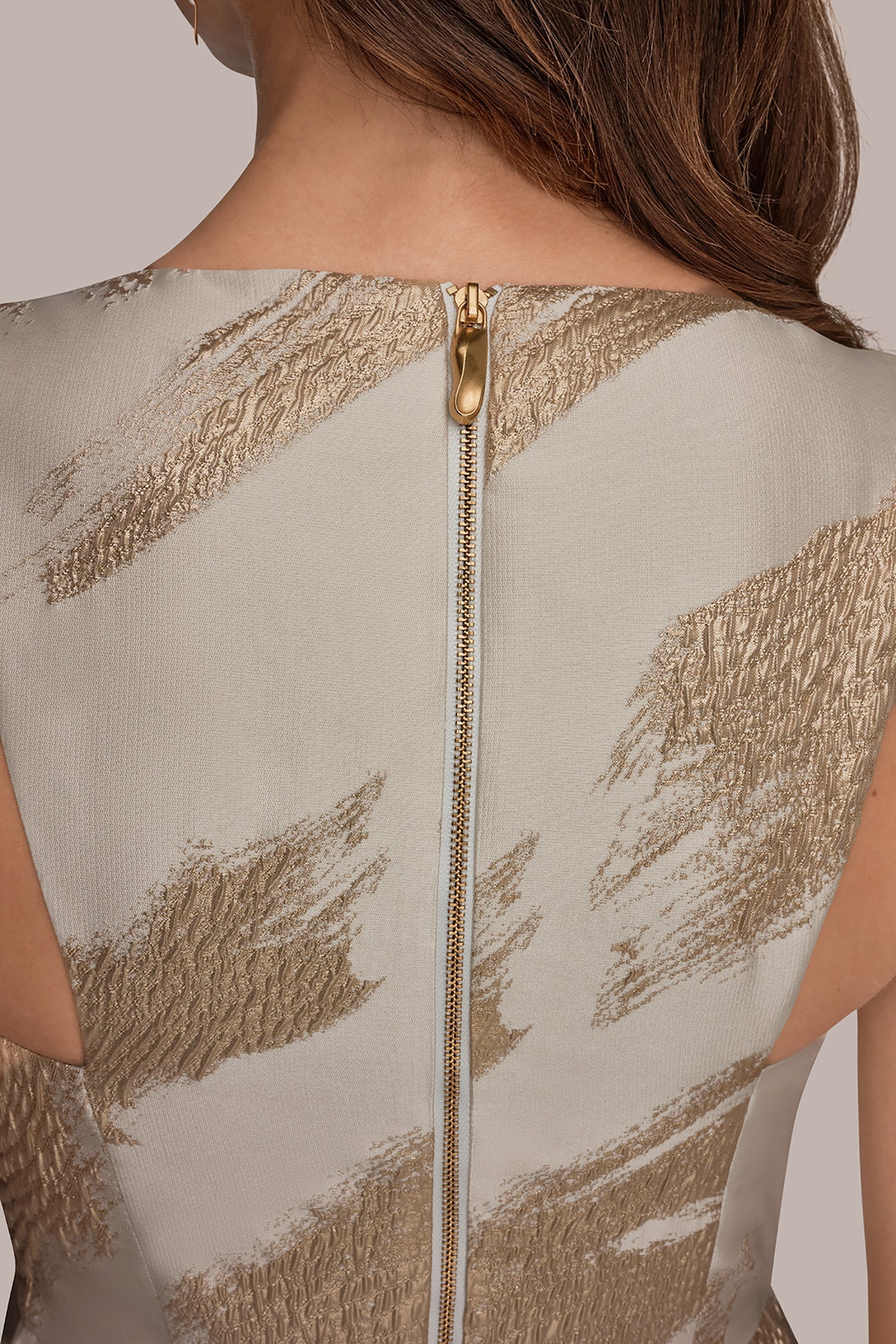 BRUSHSTROKE JACQUARD HIGH-LOW BALL GOWN