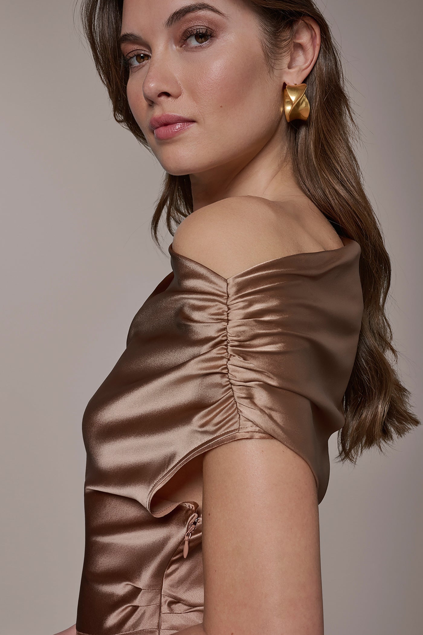 SILK-CHARMEUSE MIDI A-LINE DRESS