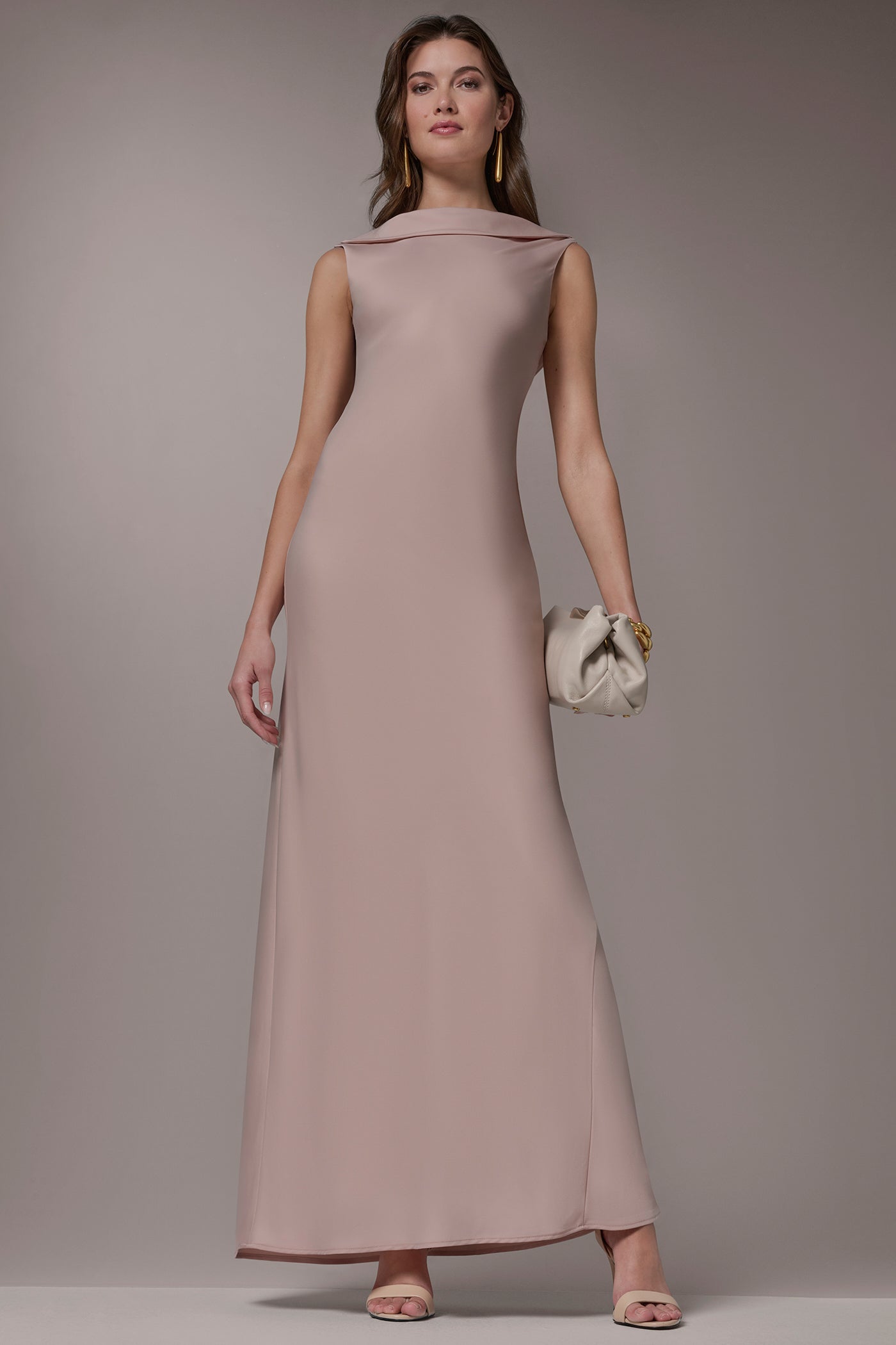 SATIN RUFFLE BACK GOWN