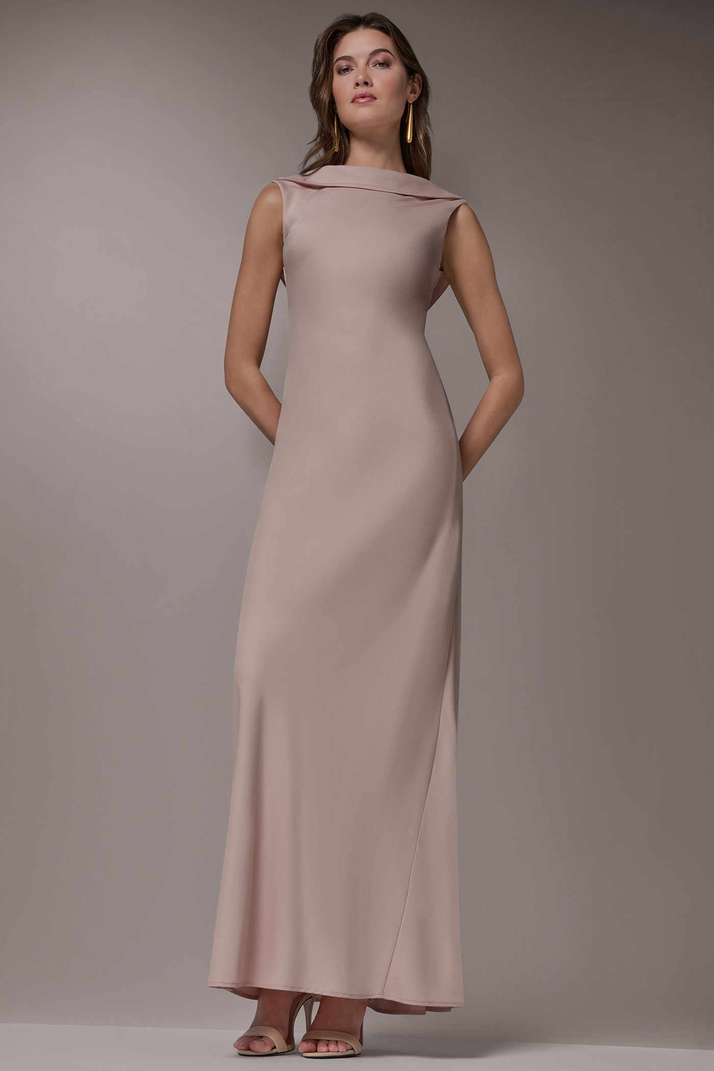 SATIN RUFFLE BACK GOWN