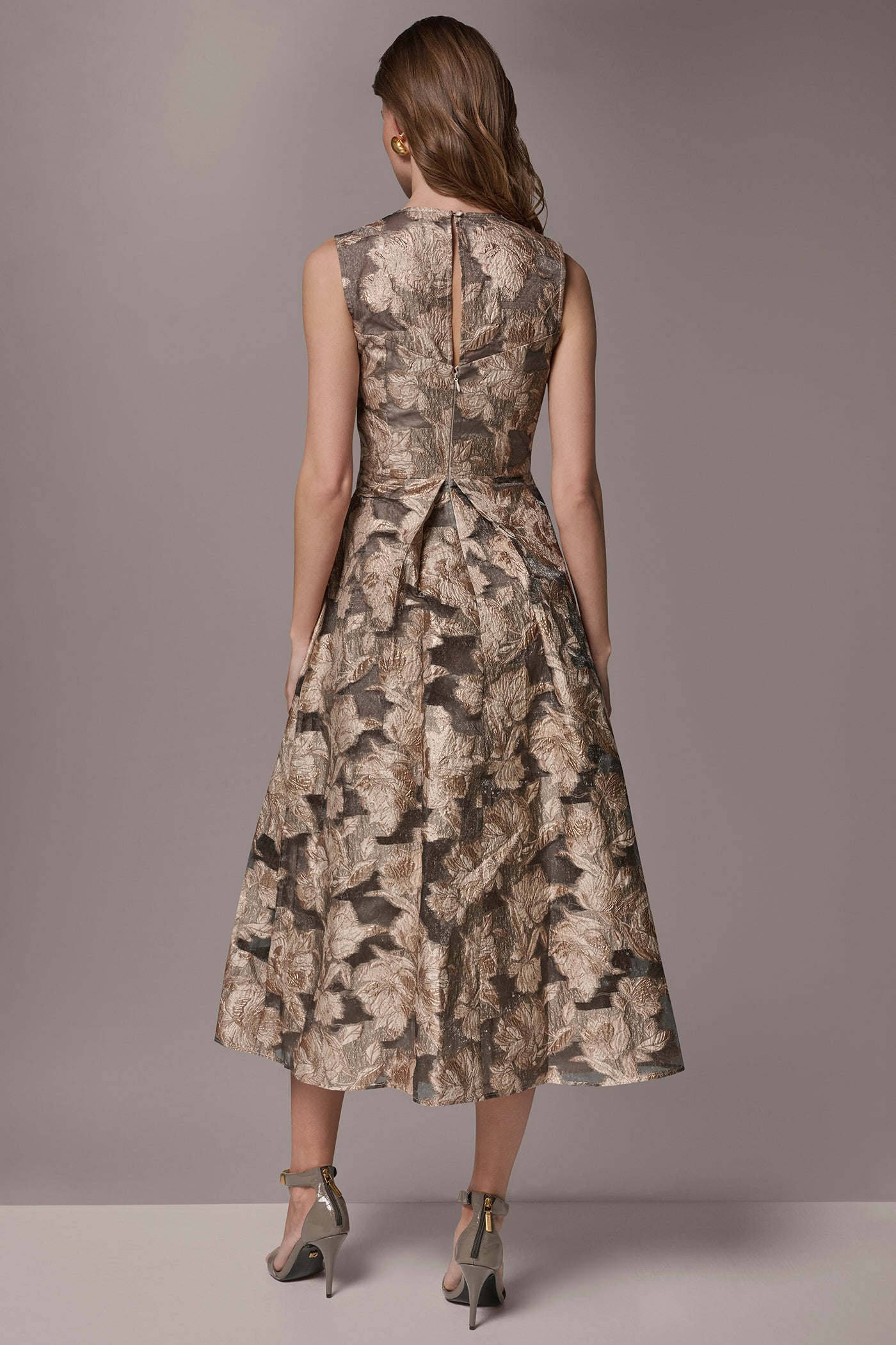 FLORAL-JACQUARD MIDI GOWN
