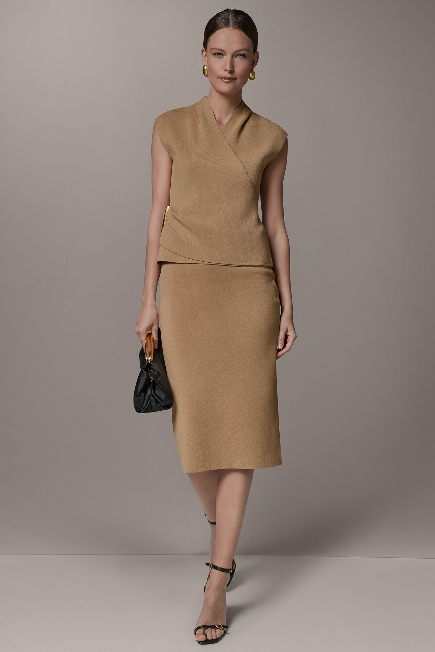 V-NECK WRAP-EFFECT TOP