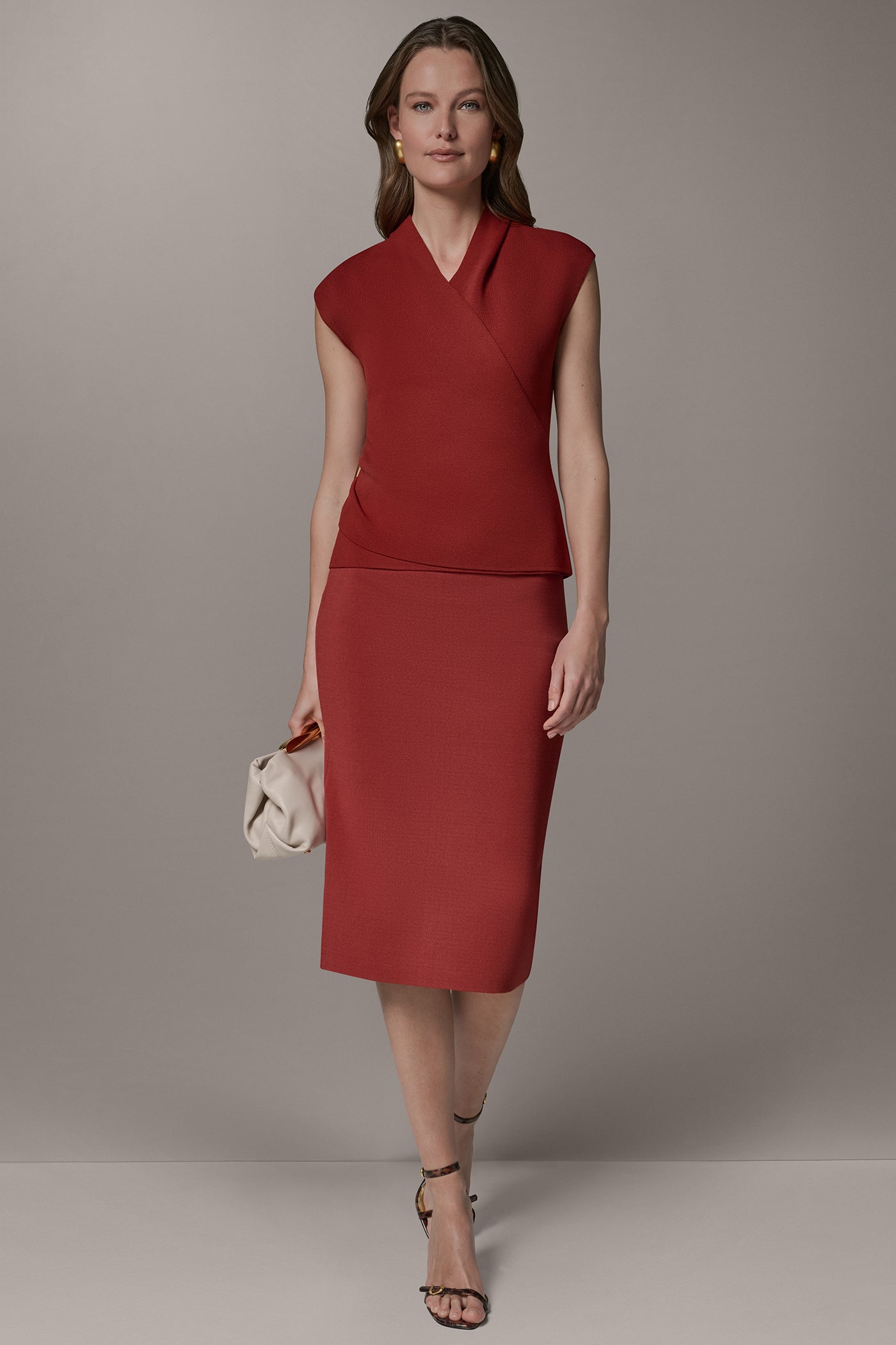 V-NECK WRAP-EFFECT TOP