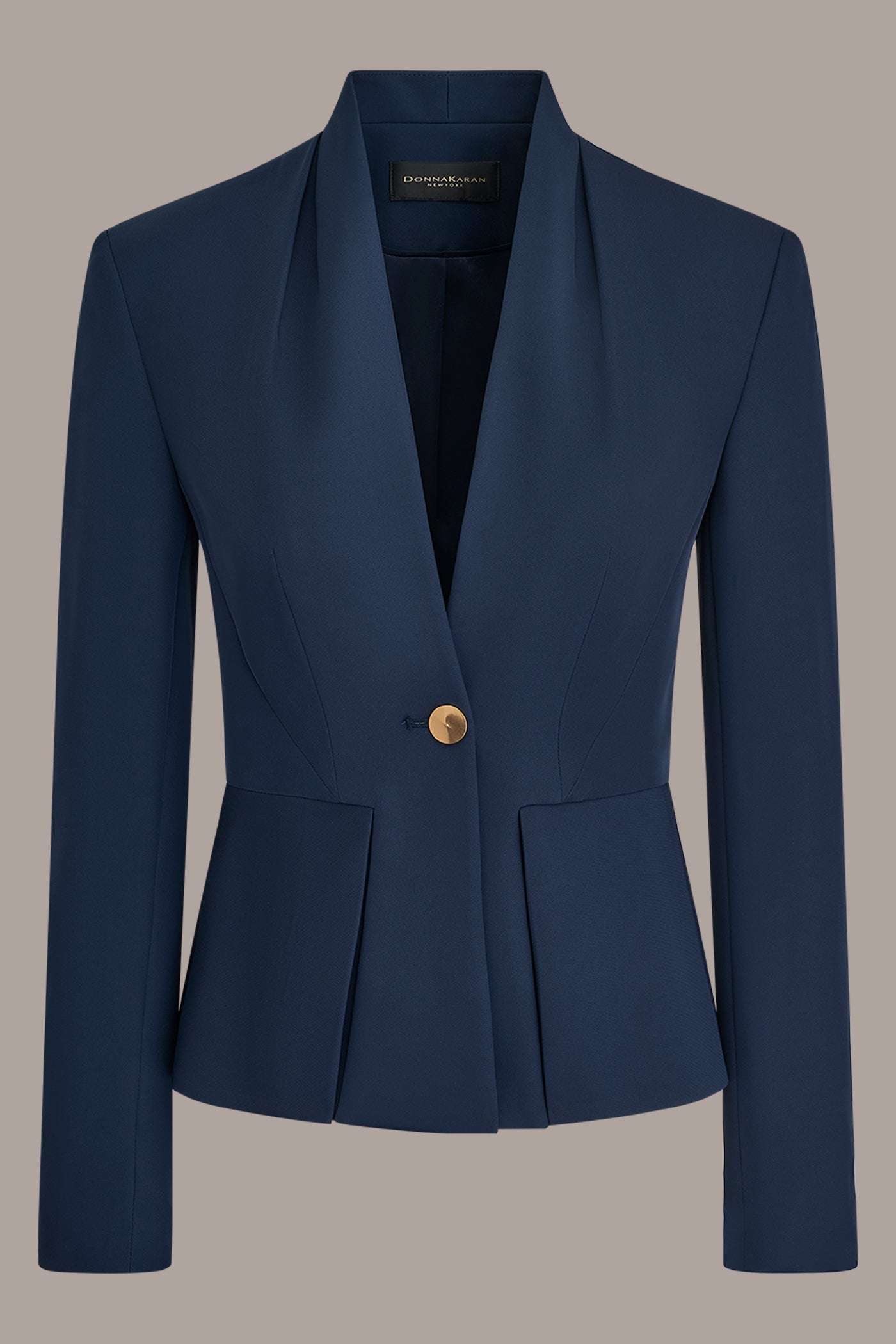COLLARLESS PLEATED PEPLUM BLAZER