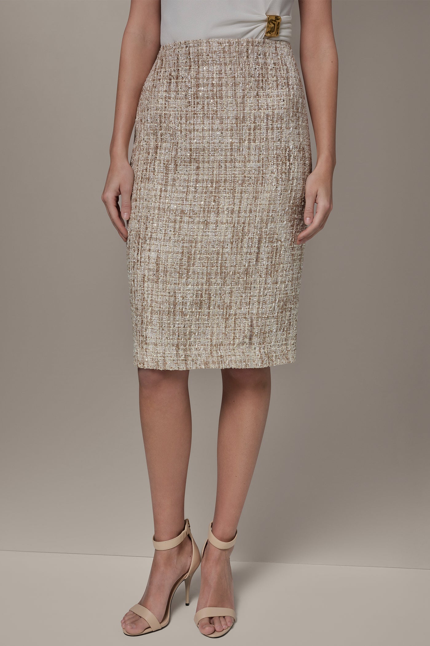 SEQUIN TWEED MIDI SUIT PENCIL SKIRT